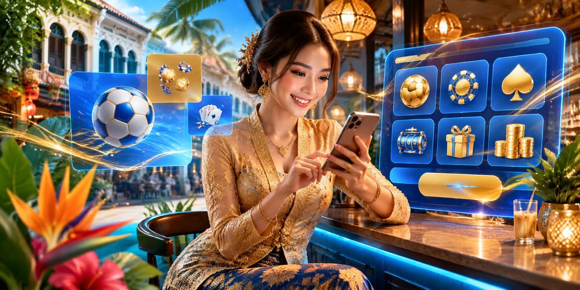 Pengguna berbaju kebaya memainkan blackjack melalui telefon pintar di Ipoh